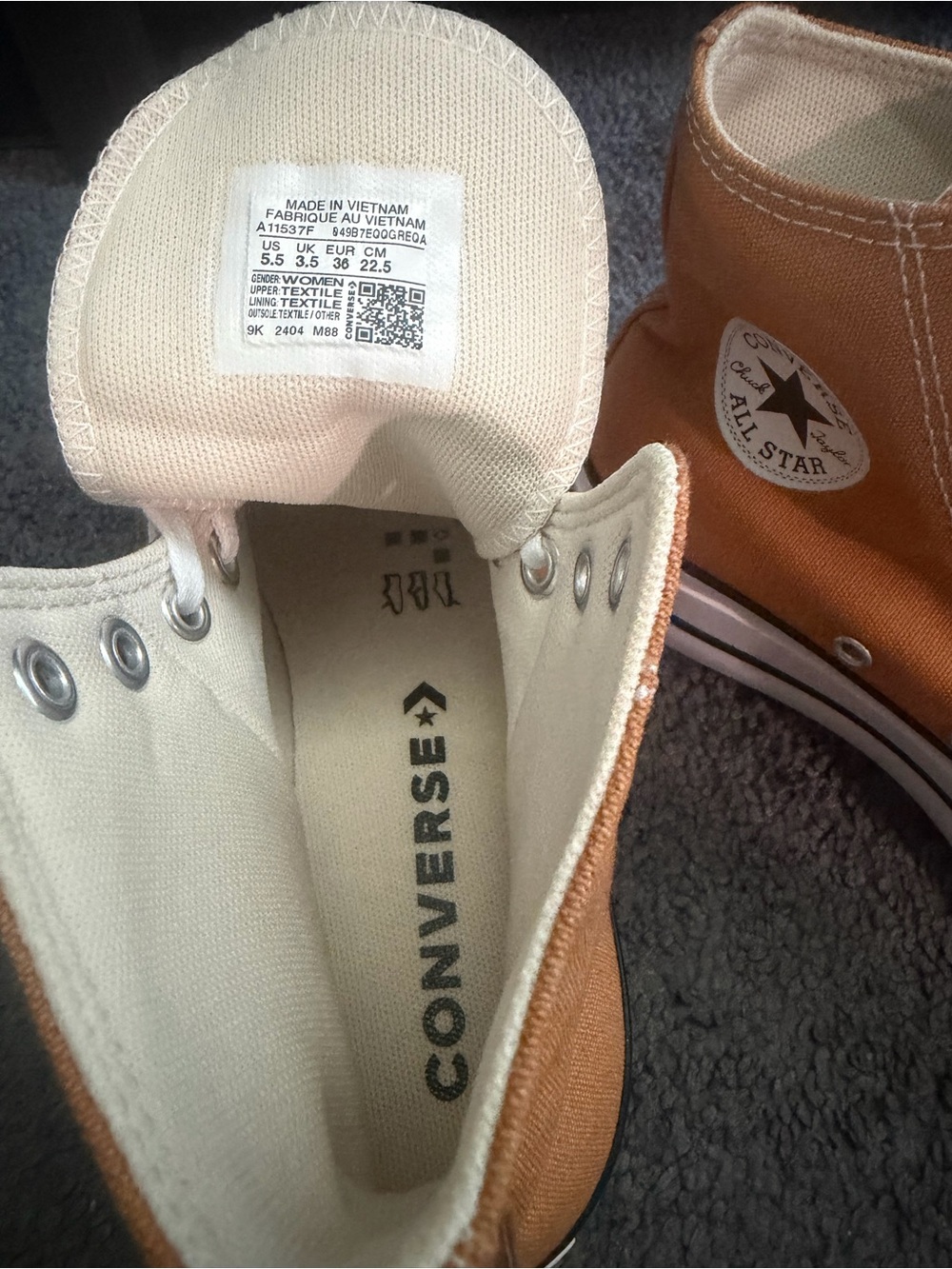 Converse Chuck Taylor All Star High Top Sneakers - Orange & White - Picture 3 of 3